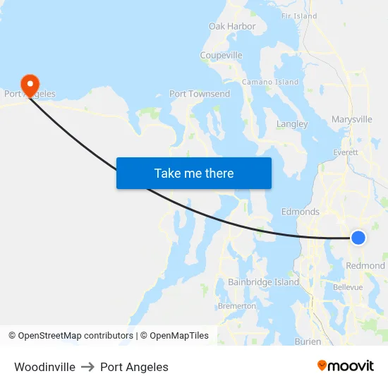 Woodinville to Port Angeles map
