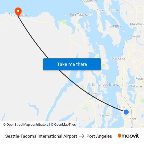 Seattle-Tacoma International Airport to Port Angeles map