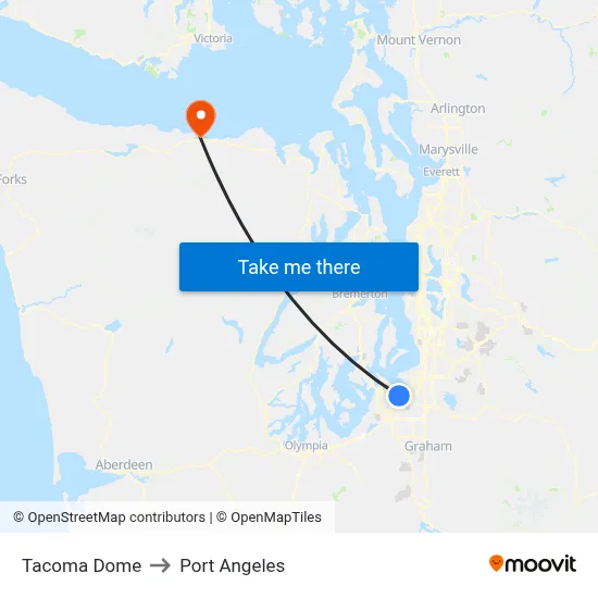 Tacoma Dome to Port Angeles map