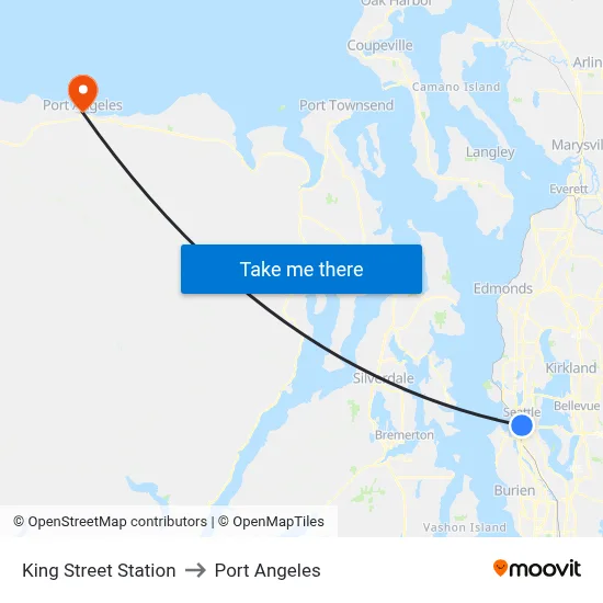 King Street Station to Port Angeles map