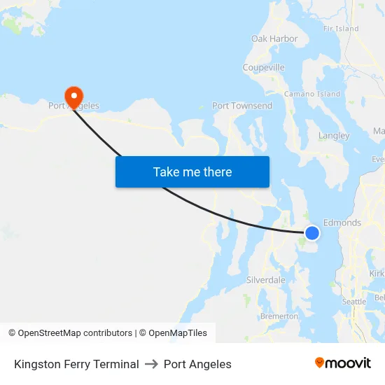 Kingston Ferry Terminal to Port Angeles map