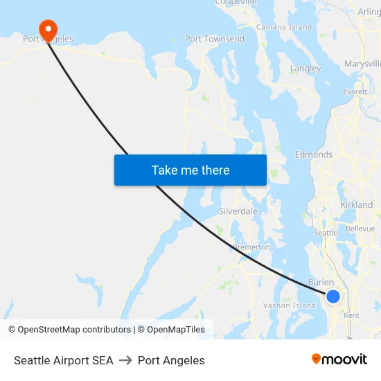 Seattle Airport SEA to Port Angeles map