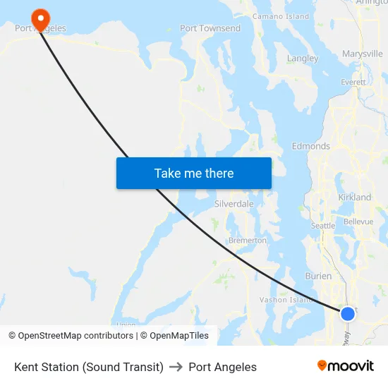 Kent Station (Sound Transit) to Port Angeles map