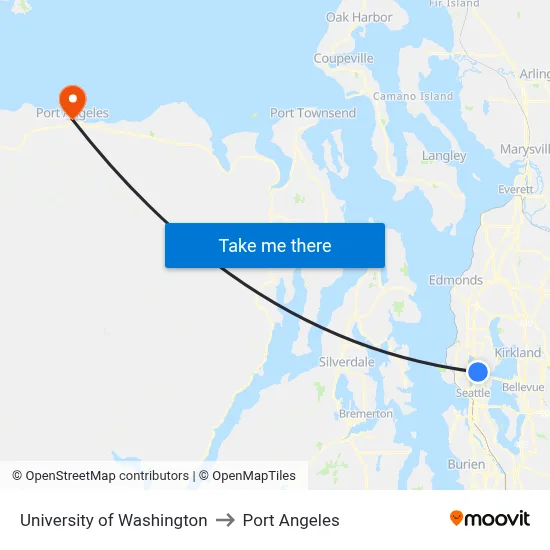 University of Washington to Port Angeles map
