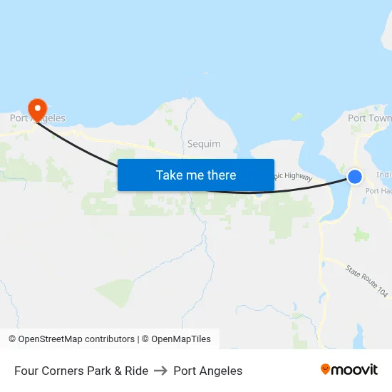 Four Corners Park & Ride to Port Angeles map