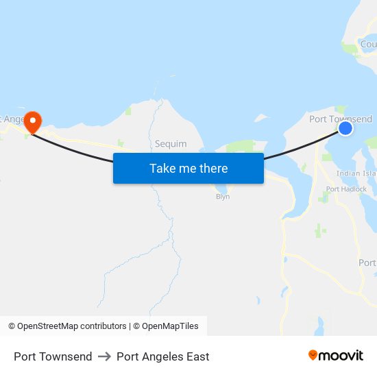 Port Townsend to Port Angeles East map