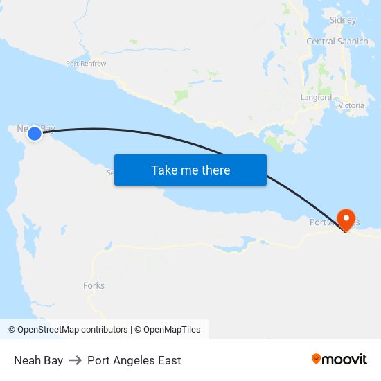 Neah Bay to Port Angeles East map