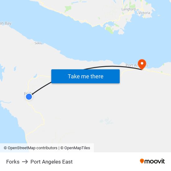 Forks to Port Angeles East map