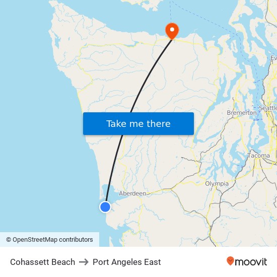 Cohassett Beach to Port Angeles East map