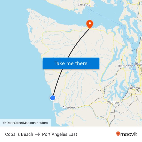 Copalis Beach to Port Angeles East map