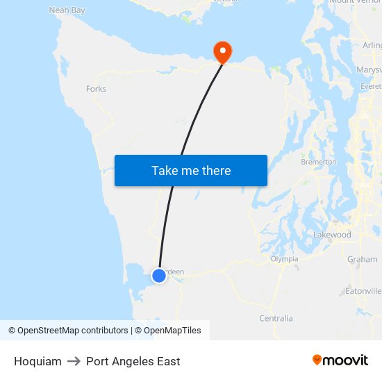 Hoquiam to Port Angeles East map