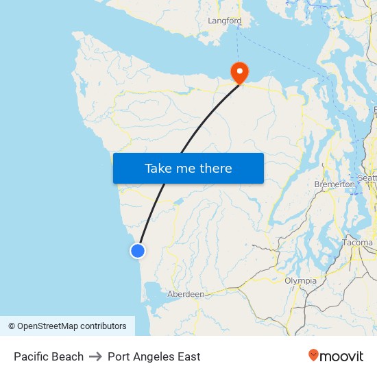 Pacific Beach to Port Angeles East map