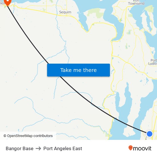 Bangor Base to Port Angeles East map