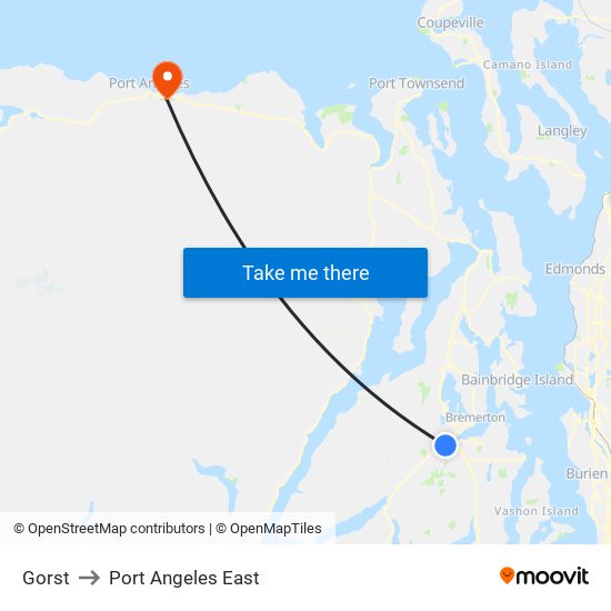 Gorst to Port Angeles East map