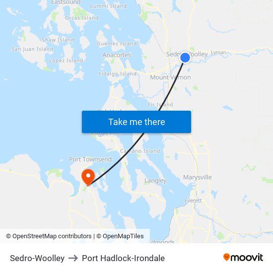 Sedro-Woolley to Port Hadlock-Irondale map