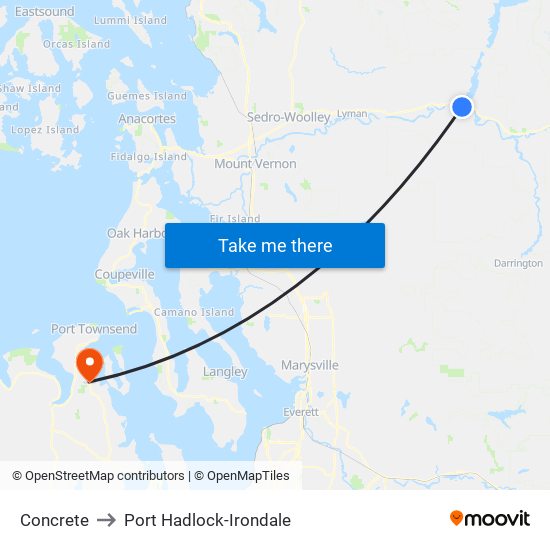 Concrete to Port Hadlock-Irondale map