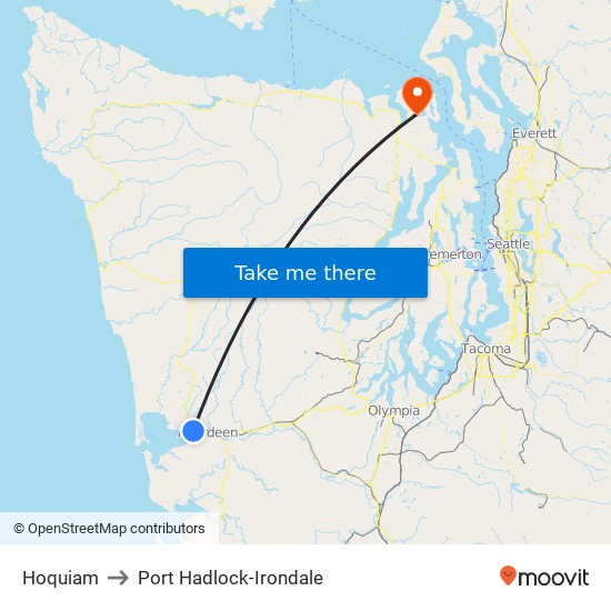 Hoquiam to Port Hadlock-Irondale map