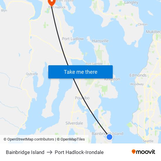 Bainbridge Island to Port Hadlock-Irondale map