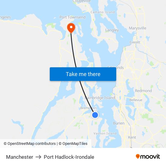 Manchester to Port Hadlock-Irondale map