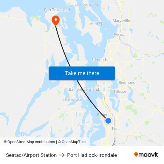 Seatac/Airport Station to Port Hadlock-Irondale map