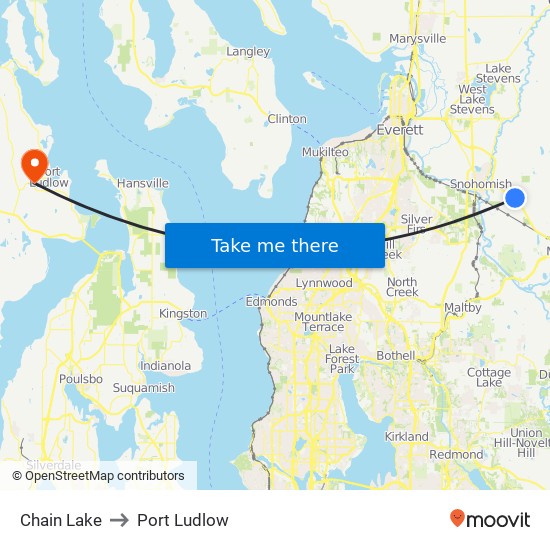 Chain Lake to Port Ludlow map