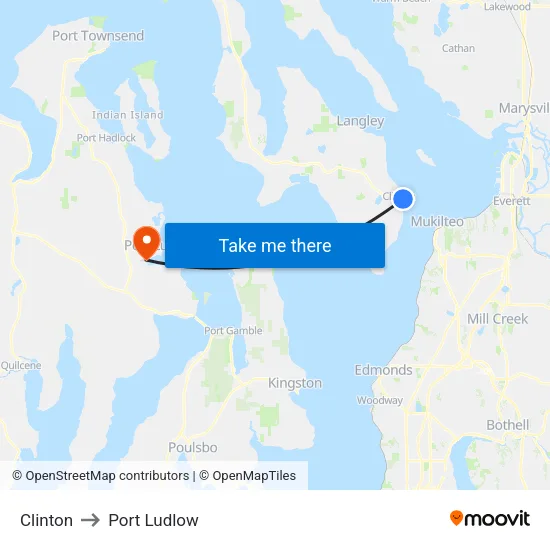 Clinton to Port Ludlow map