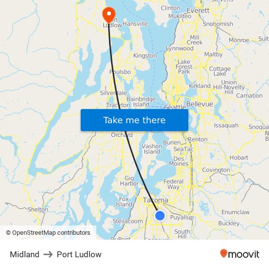 Midland to Port Ludlow map