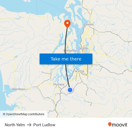 North Yelm to Port Ludlow map