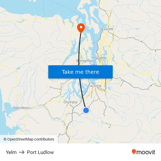 Yelm to Port Ludlow map
