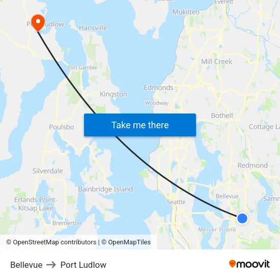 Bellevue to Port Ludlow map
