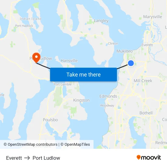 Everett to Port Ludlow map