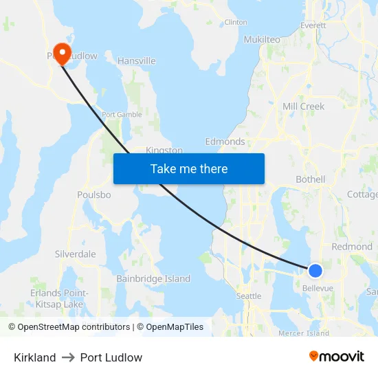 Kirkland to Port Ludlow map
