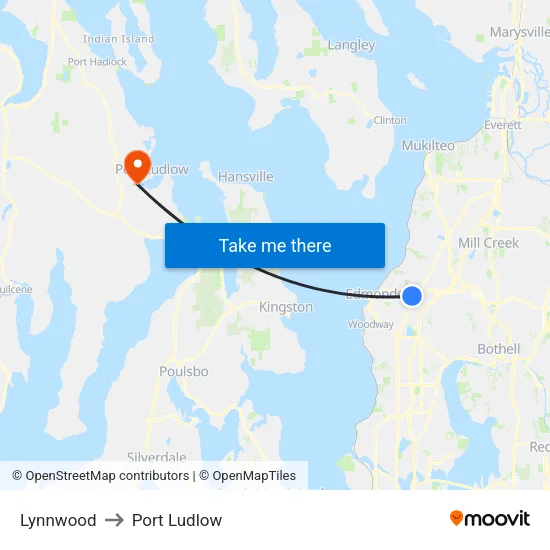 Lynnwood to Port Ludlow map