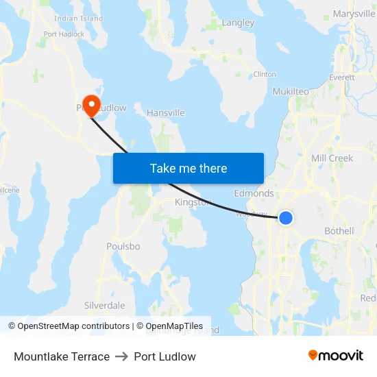 Mountlake Terrace to Port Ludlow map