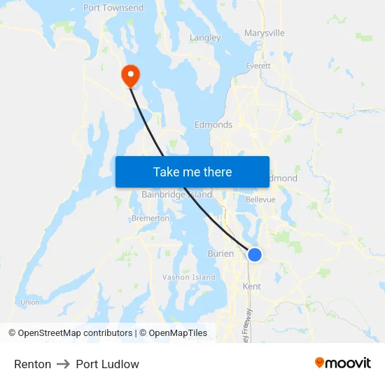 Renton to Port Ludlow map