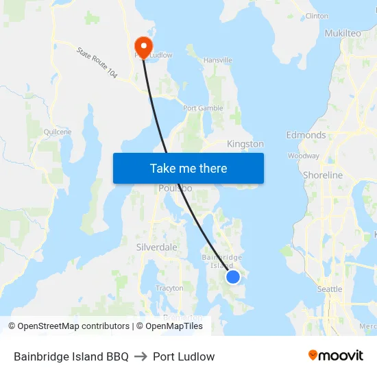 Bainbridge Island BBQ to Port Ludlow map