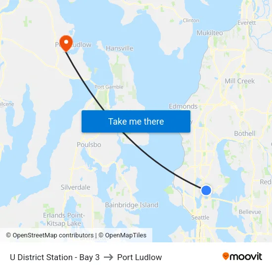 U District Station - Bay 3 to Port Ludlow map