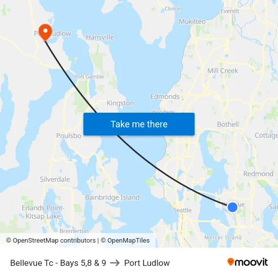 Bellevue Tc - Bays  5,8 & 9 to Port Ludlow map