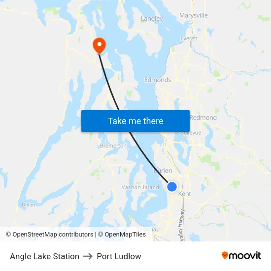 Angle Lake Station to Port Ludlow map