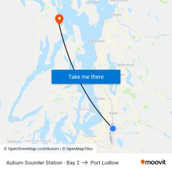 Auburn Sounder Station - Bay 2 to Port Ludlow map