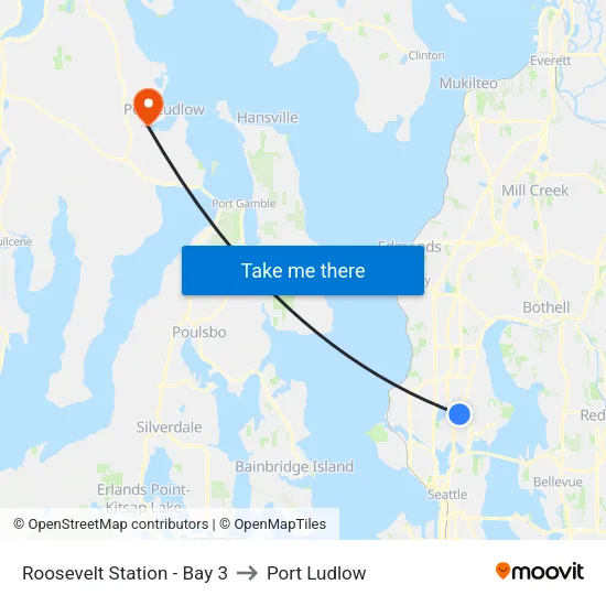 Roosevelt Station - Bay 3 to Port Ludlow map