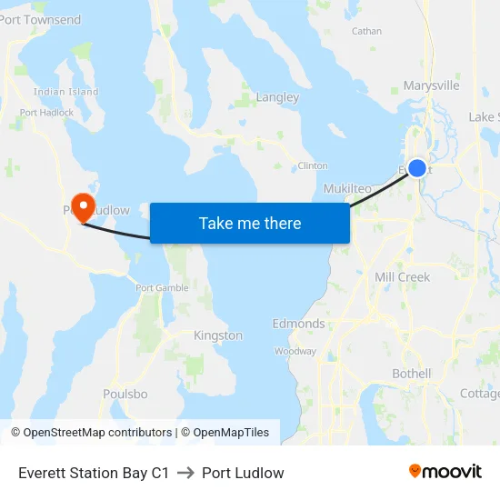 Everett Station Bay C1 to Port Ludlow map
