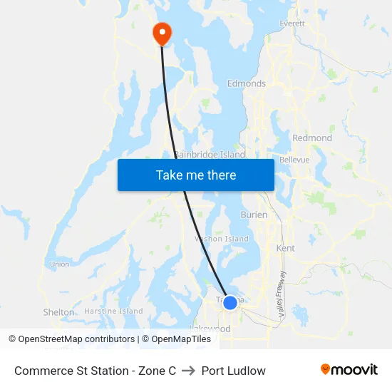 Commerce St Station - Zone C to Port Ludlow map