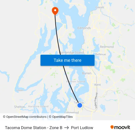 Tacoma Dome Station - Zone B to Port Ludlow map