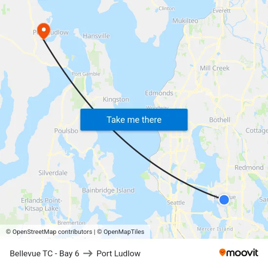 Bellevue TC - Bay 6 to Port Ludlow map