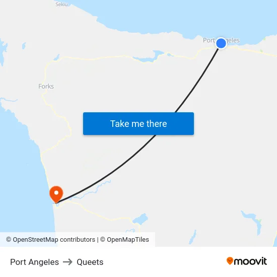 Port Angeles to Queets map