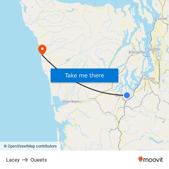 Lacey to Queets map