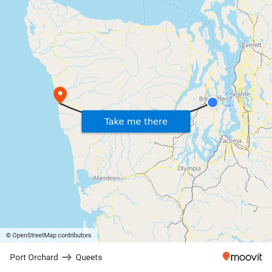 Port Orchard to Queets map