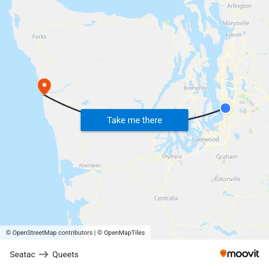 Seatac to Queets map