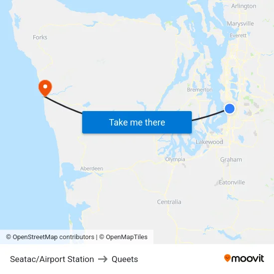 Seatac/Airport Station to Queets map